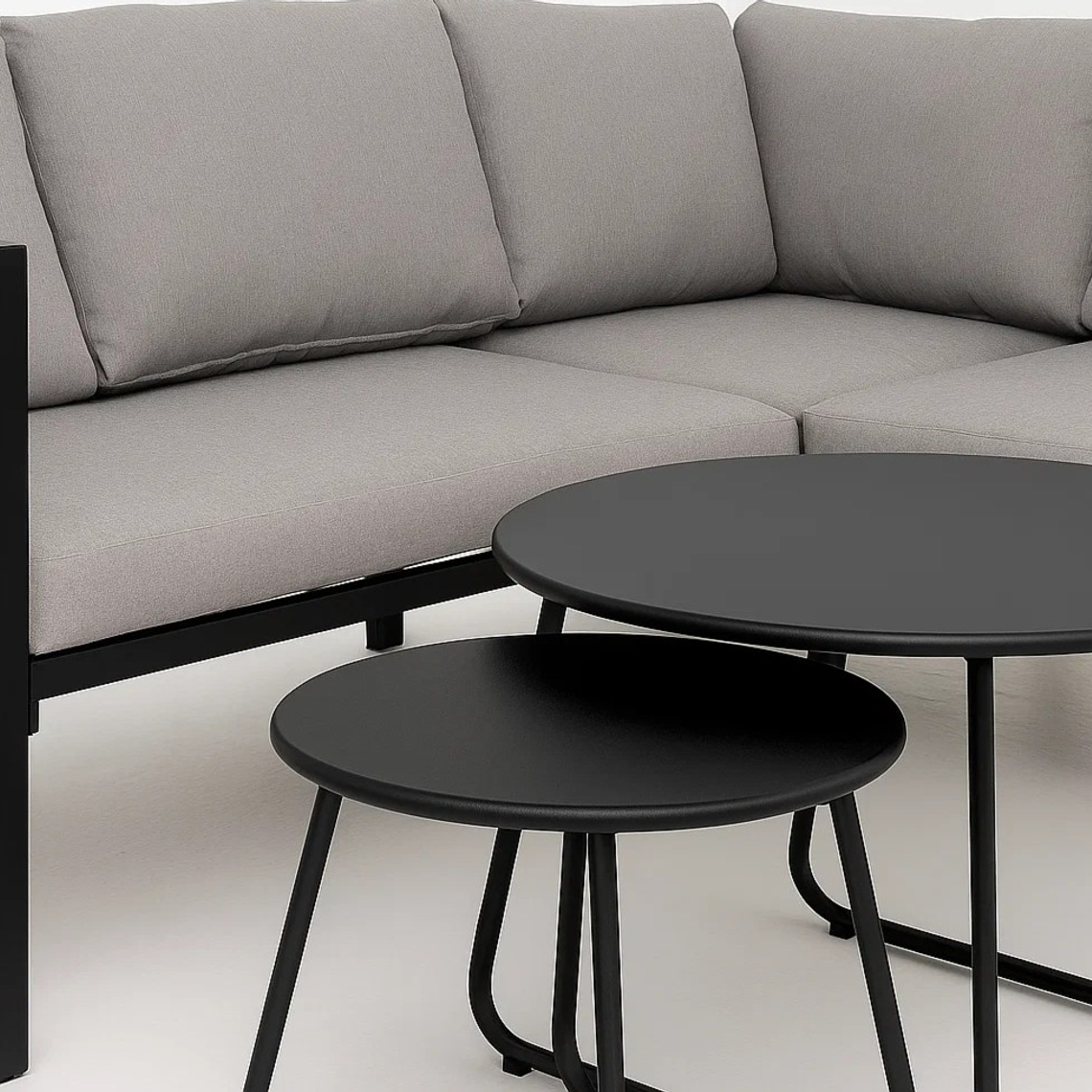 Set Soho 3 Sofás Esquineros Grises + 2 Mesas de Centro 4