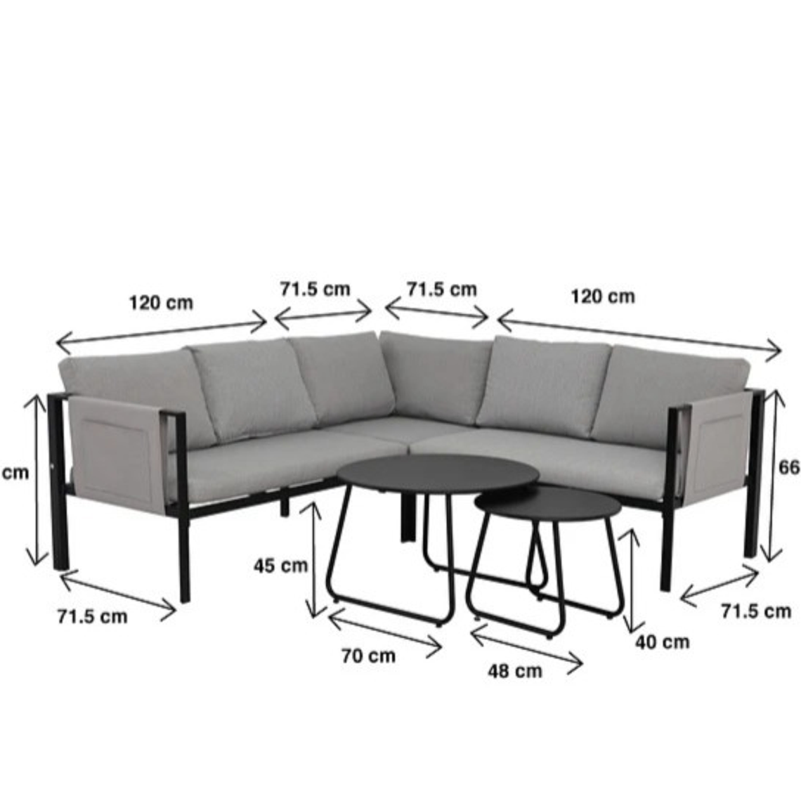 Set Soho 3 Sofás Esquineros Grises + 2 Mesas de Centro 5