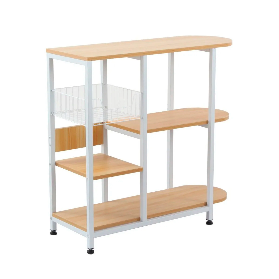 Mesa Lateral para Cocina de Organización 3 Niveles Madera Clara - Blanca 3