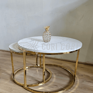 2da Mano.- Mesas de Centro Anidadas - Diseño de Mármol Brillante