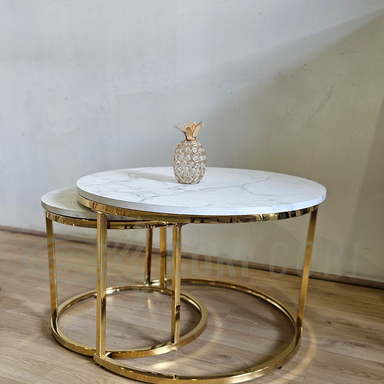 2da Mano.- Mesas de Centro Anidadas - Diseño de Mármol Brillante 1