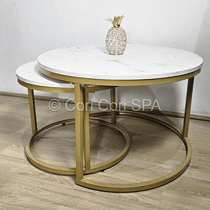 2DA MANO.- Mesas de Centro Anidadas - Diseño de Mármol MATE