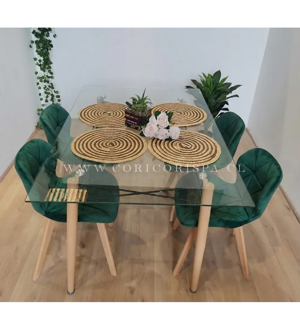 Mesa Crox 140 x 80cms + 4  Sillas Mariposa Velvet 