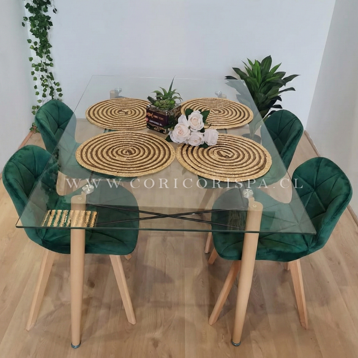  Mesa Crox 140 x 90cms + 4  Sillas Mariposa Velvet  2