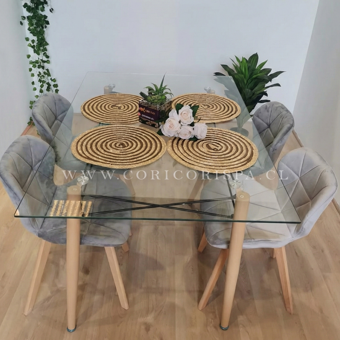  Mesa Crox 140 x 90cms + 4  Sillas Mariposa Velvet  8
