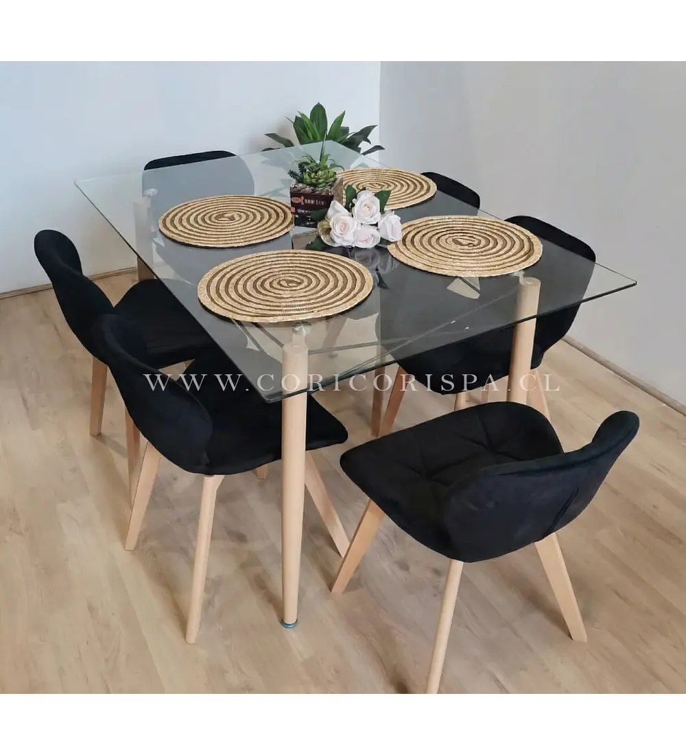  Mesa Crox 140 x 80cms  + 6  Sillas Mariposa Velvet 