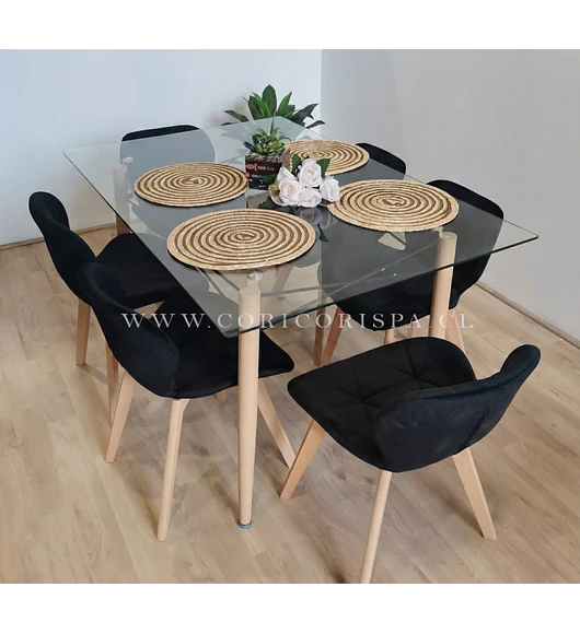  Mesa Crox 140 x 80cms  + 6  Sillas Mariposa Velvet 