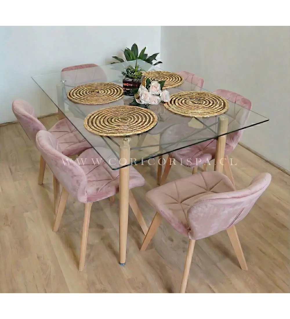  Mesa Crox 140 x 80cms  + 6  Sillas Mariposa Velvet 