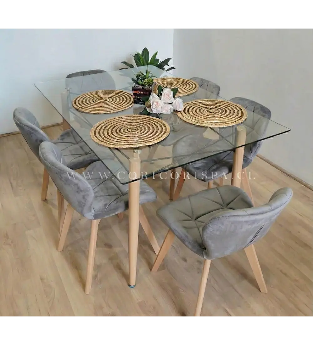  Mesa Crox 140 x 80cms  + 6  Sillas Mariposa Velvet 