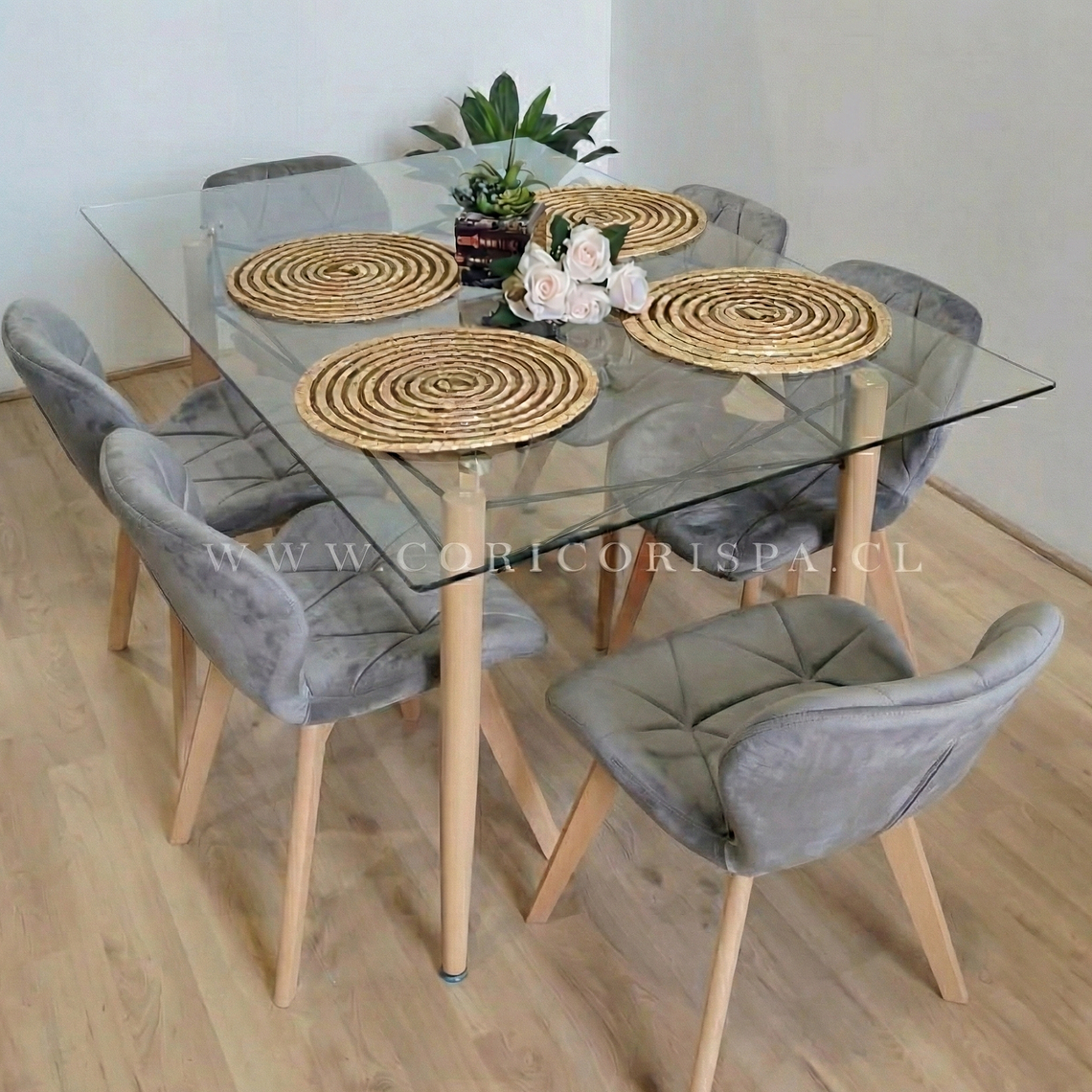  Mesa Crox 140 x 90cms  + 6  Sillas Mariposa Velvet  3