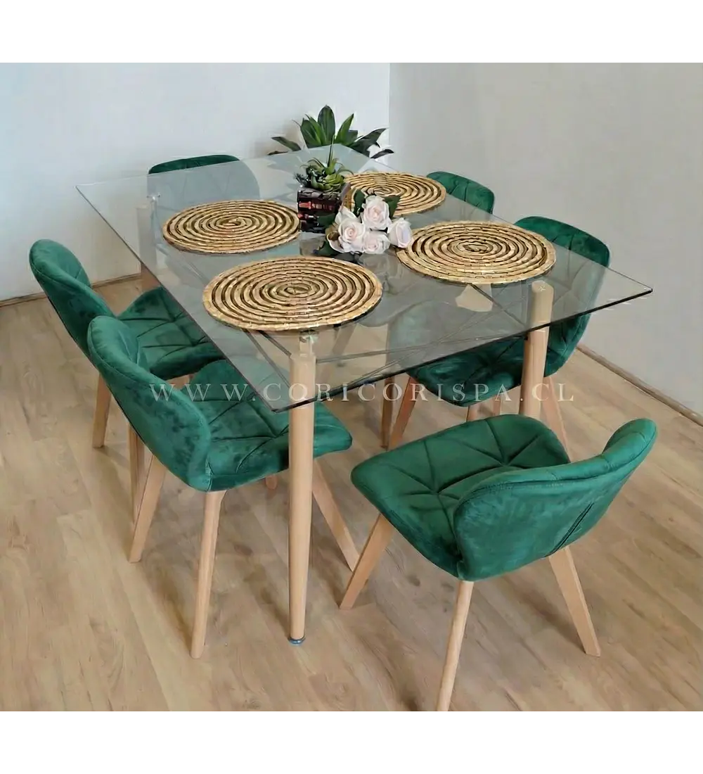  Mesa Crox 140 x 80cms  + 6  Sillas Mariposa Velvet 