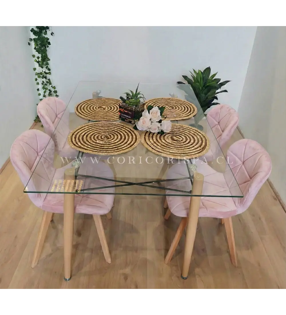  Mesa Crox 140 x 80cms + 4  Sillas Mariposa Velvet 