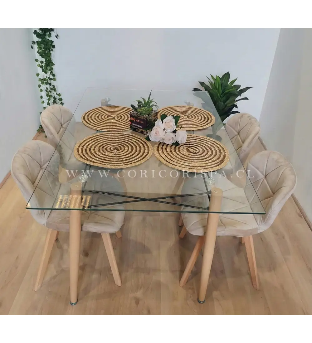  Mesa Crox 140 x 80cms + 4  Sillas Mariposa Velvet 