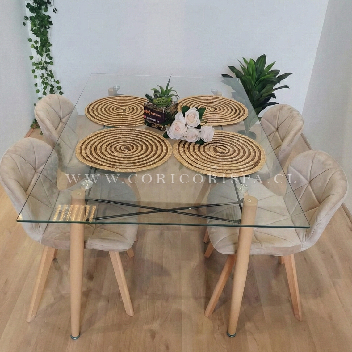  Mesa Crox 140 x 90cms + 4  Sillas Mariposa Velvet  10