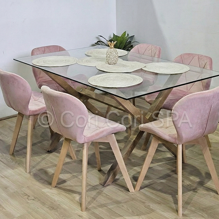 Comedor Medlock 140x90cm + 6 Sillas Mariposa Velvet  4