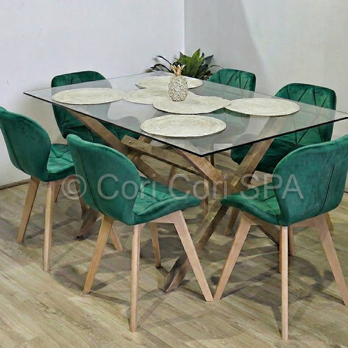 Comedor Medlock 140x90cm + 6 Sillas Mariposa Velvet  6