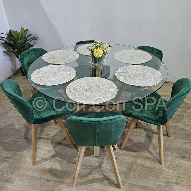 Comedor Warwick 120Cms + 6 Sillas Mariposa Velvet 1
