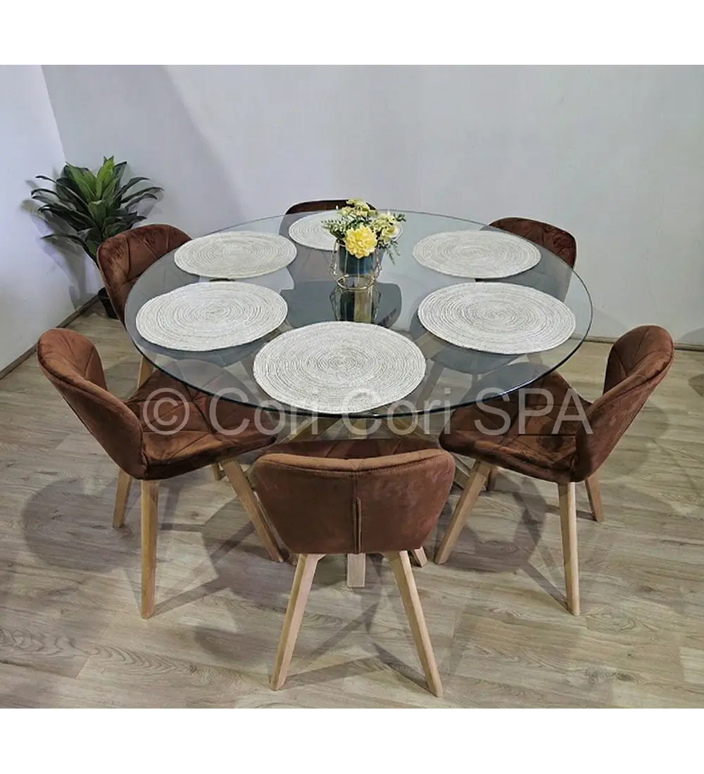 Comedor Warwick 120Cms + 6 Sillas Mariposa Velvet