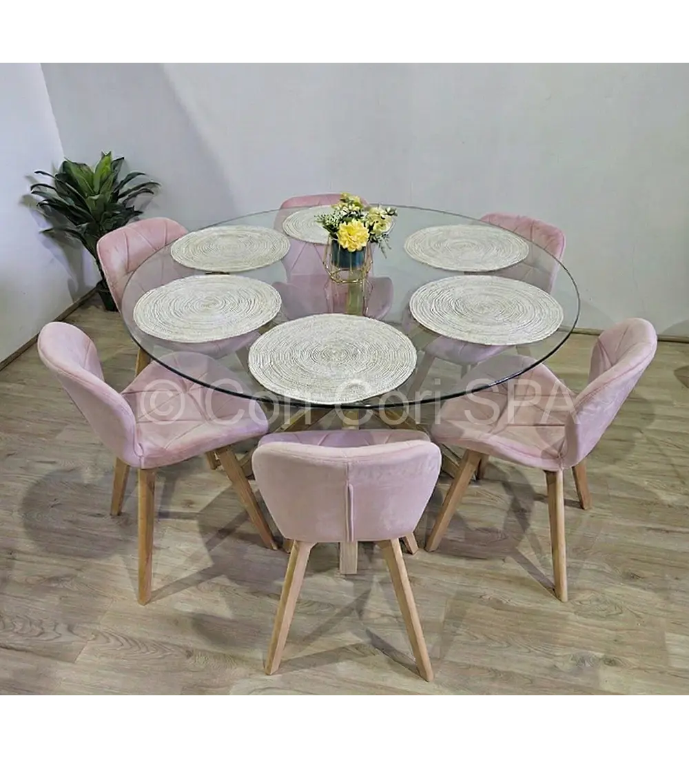Comedor Warwick 120Cms + 6 Sillas Mariposa Velvet