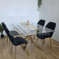 Comedor Madrid Dorada 140 x 80cm + 4 Sillas Fiori Velvet Gold - Miniatura 2