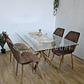 Comedor Madrid Dorada 140 x 80cm + 4 Sillas Fiori Velvet Gold - Miniatura 3