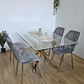 Comedor Madrid Dorada 140 x 80cm + 4 Sillas Fiori Velvet Gold - Miniatura 4