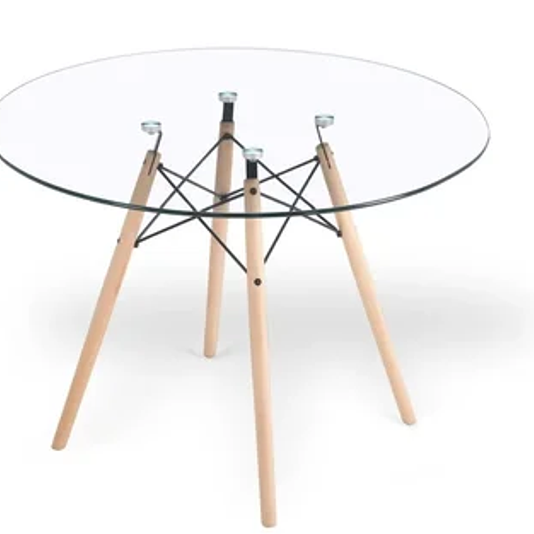 Comedor Eames Vidrio 100 cms + 4 Sillas Tulip Mesh 2
