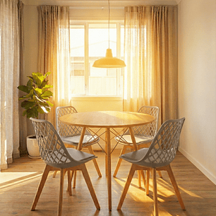 Comedor Eames Wood 120 cms + 4 Sillas Tulip Mesh