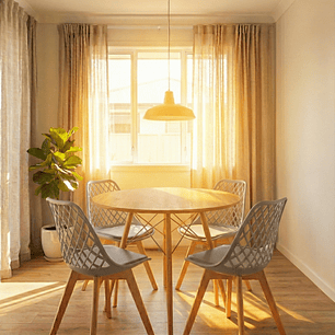 Comedor Eames Wood 120 cms + 4 Sillas Tulip Mesh