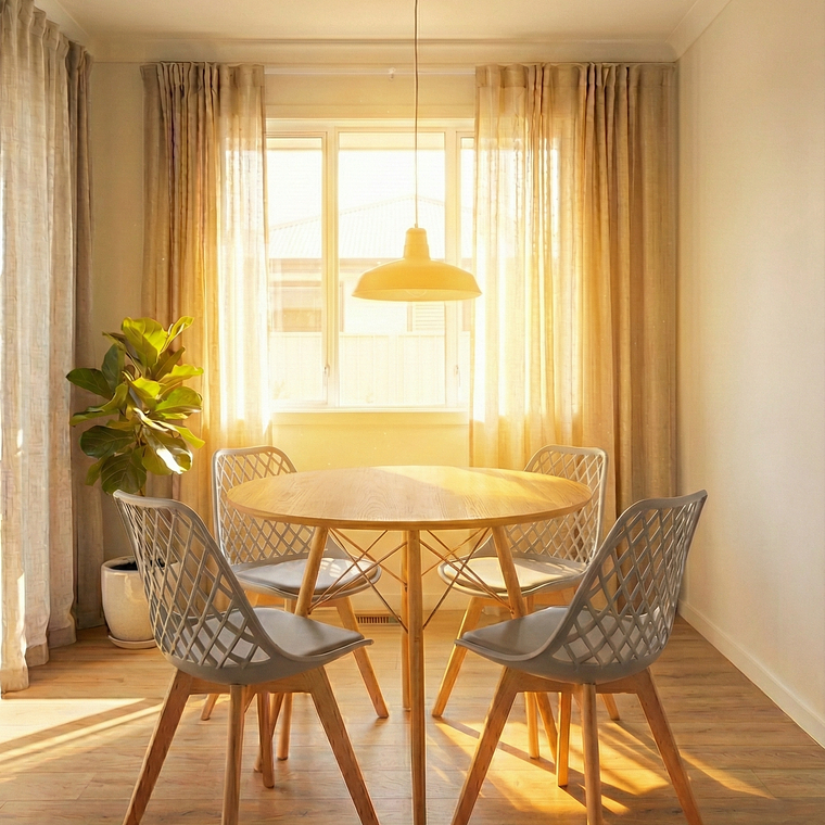 Comedor Eames Wood 120 cms + 4 Sillas Tulip Mesh 3