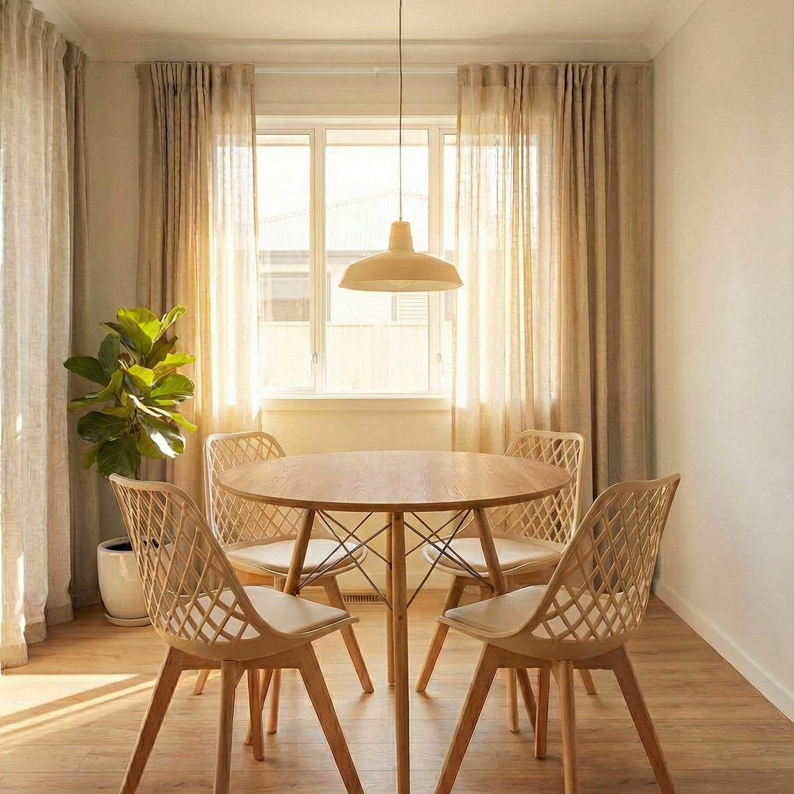 Comedor Eames Wood 120 cms + 4 Sillas Tulip Mesh 5