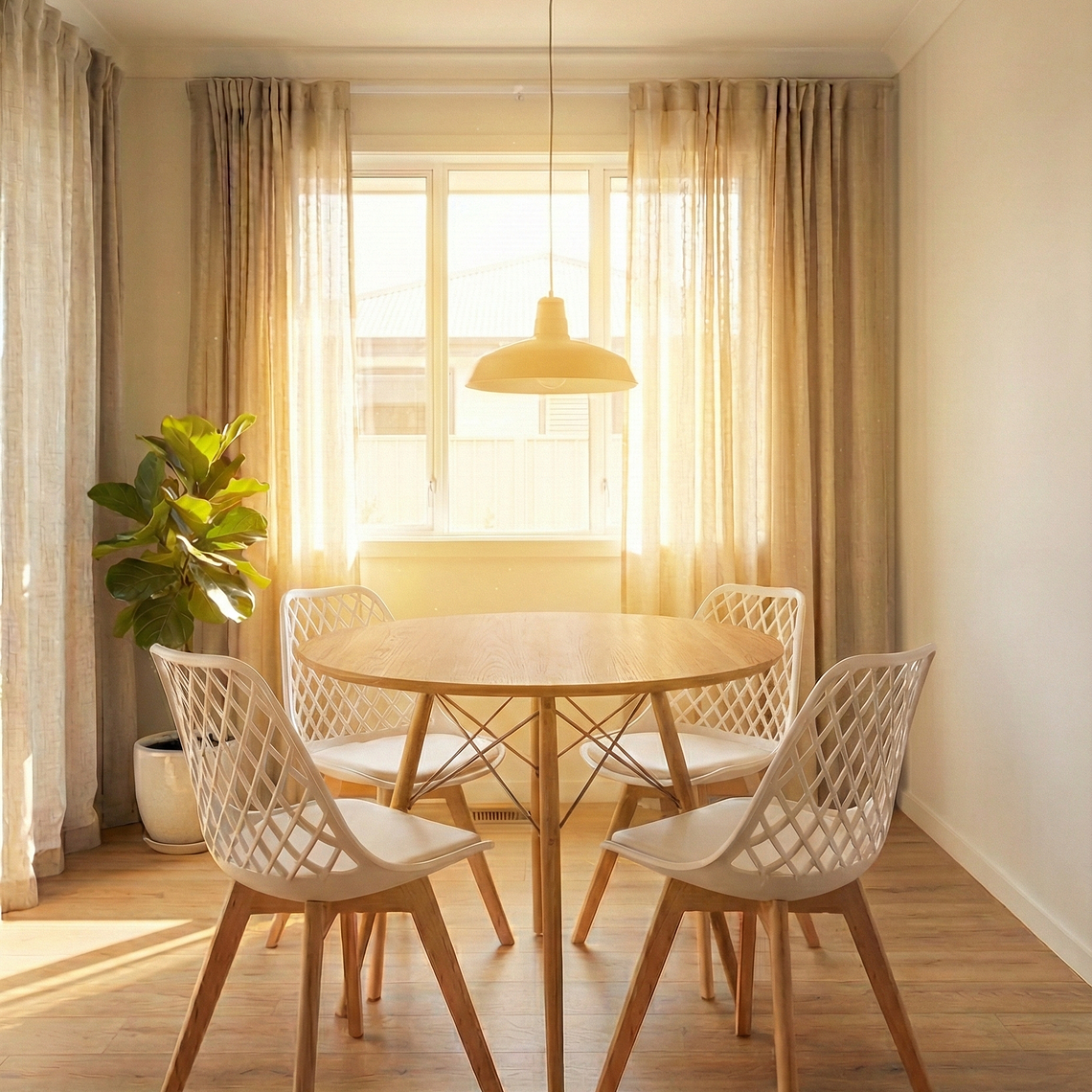 Comedor Eames Wood 120 cms + 4 Sillas Tulip Mesh 7