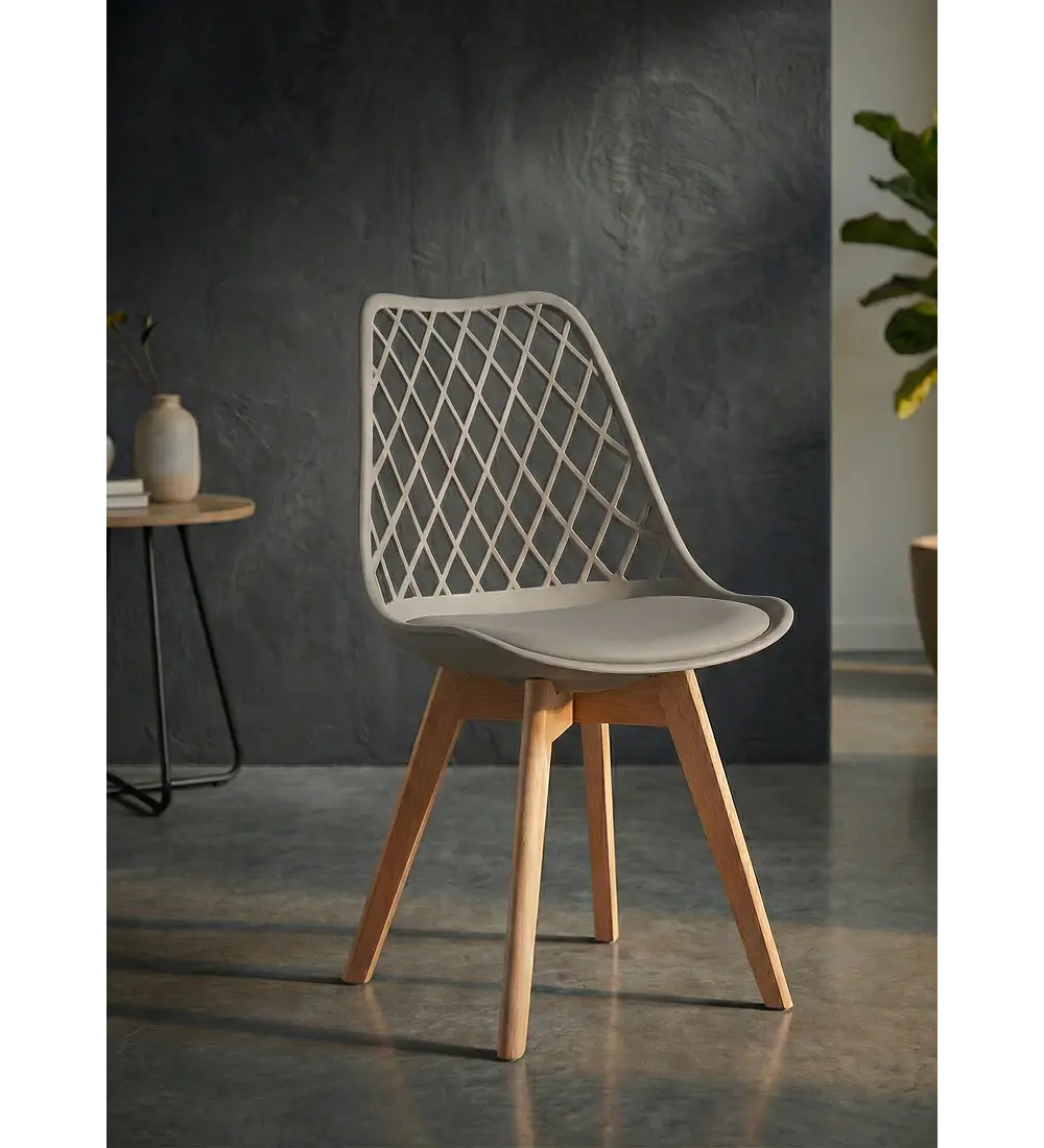 Comedor Eames Vidrio 100 cms + 4 Sillas Tulip Mesh