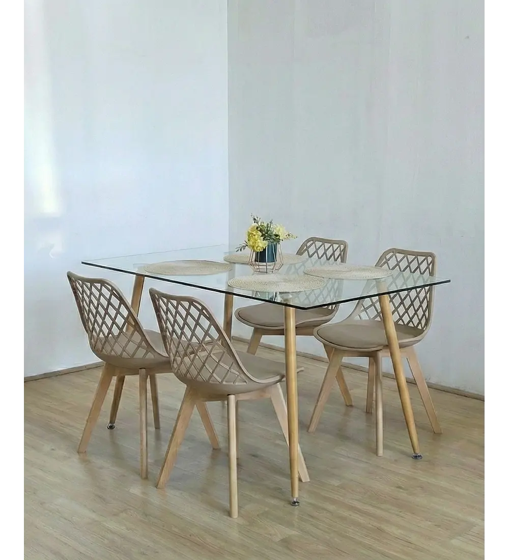 Comedor Rubi 120x80cm + 4 Sillas Tulip Mesh