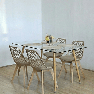 Comedor Rubi 120x80cm + 4 Sillas Tulip Mesh