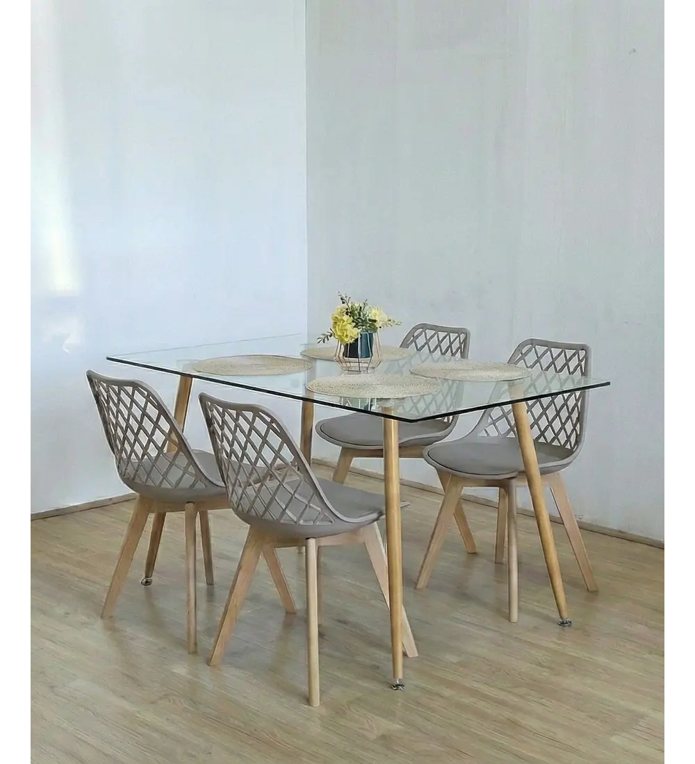 Comedor Rubi 120x80cm + 4 Sillas Tulip Mesh