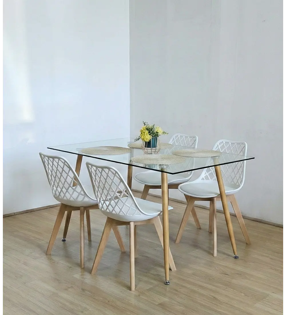 Comedor Rubi 120x80cm + 4 Sillas Tulip Mesh