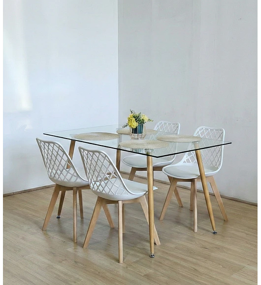 Comedor Rubi 120x80cm + 4 Sillas Tulip Mesh