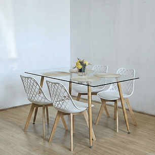 Comedor Rubi 120x80cm + 4 Sillas Tulip Mesh