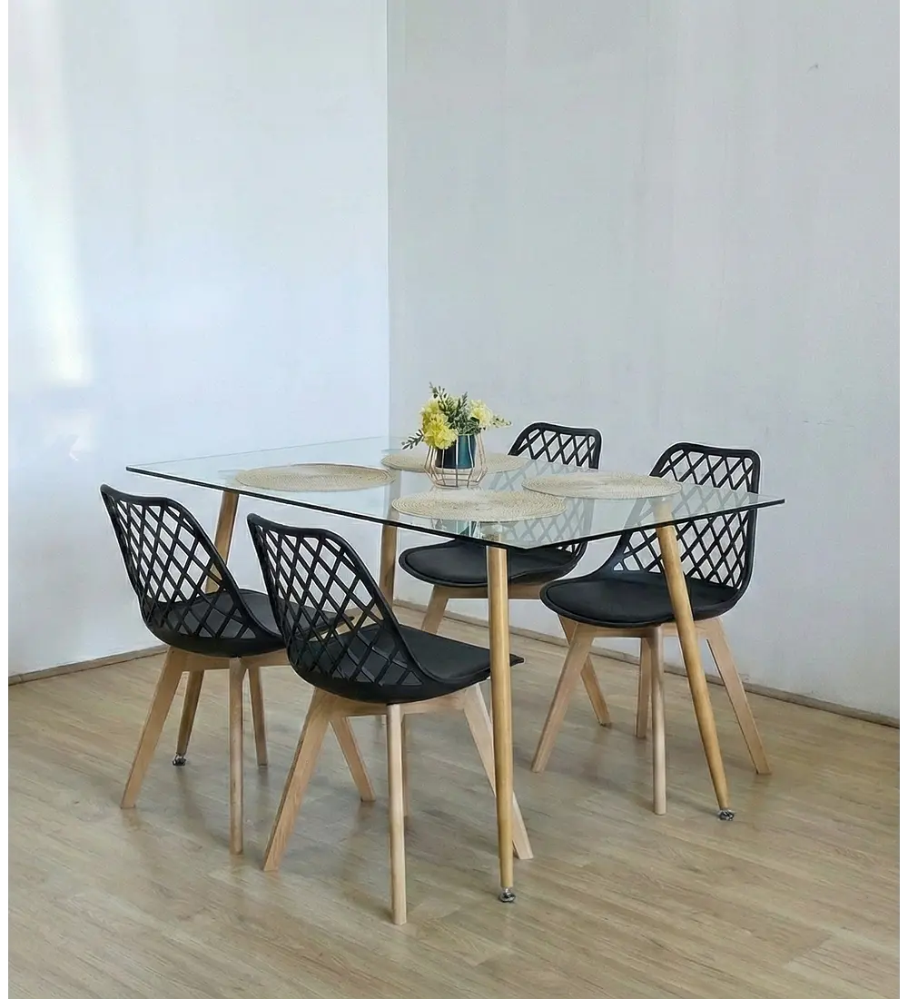 Comedor Rubi 120x80cm + 4 Sillas Tulip Mesh