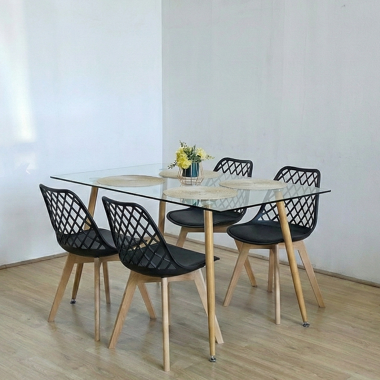 Comedor Rubi 120x80cm + 4 Sillas Tulip Mesh 6