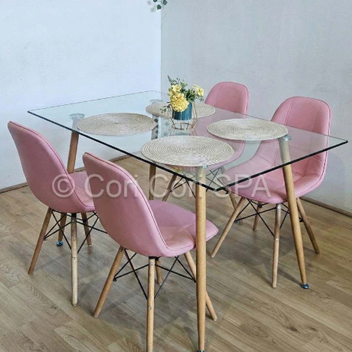 Comedor Rubi 120x80cms + 4 Sillas Eames Capitonne Ecocuero 3