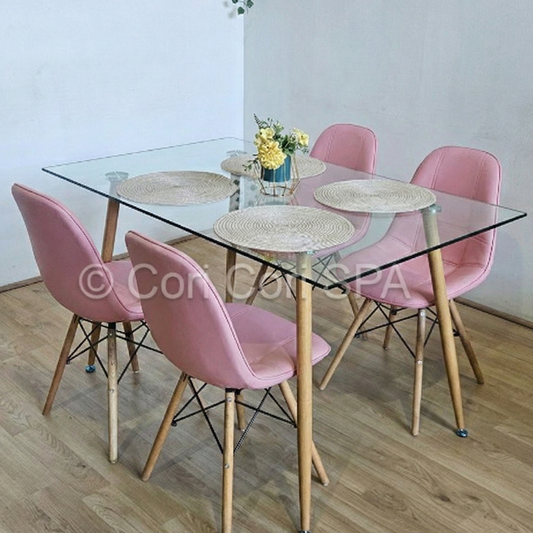 Comedor Rubi 120x80cms + 4 Sillas Eames Capitonne Ecocuero 3