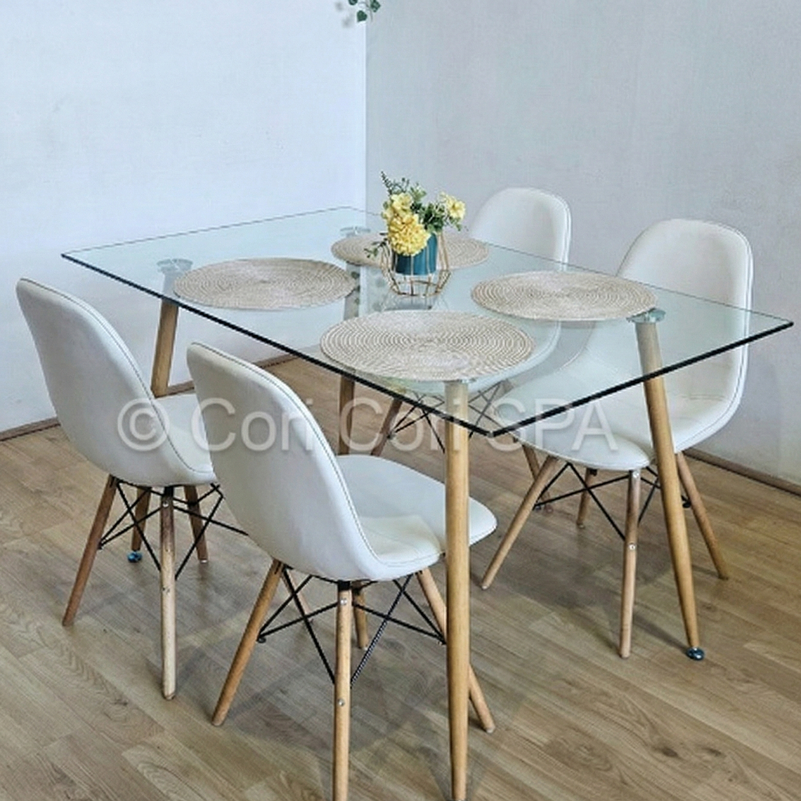 Comedor Rubi 120x80cms + 4 Sillas Eames Capitonne Ecocuero 2