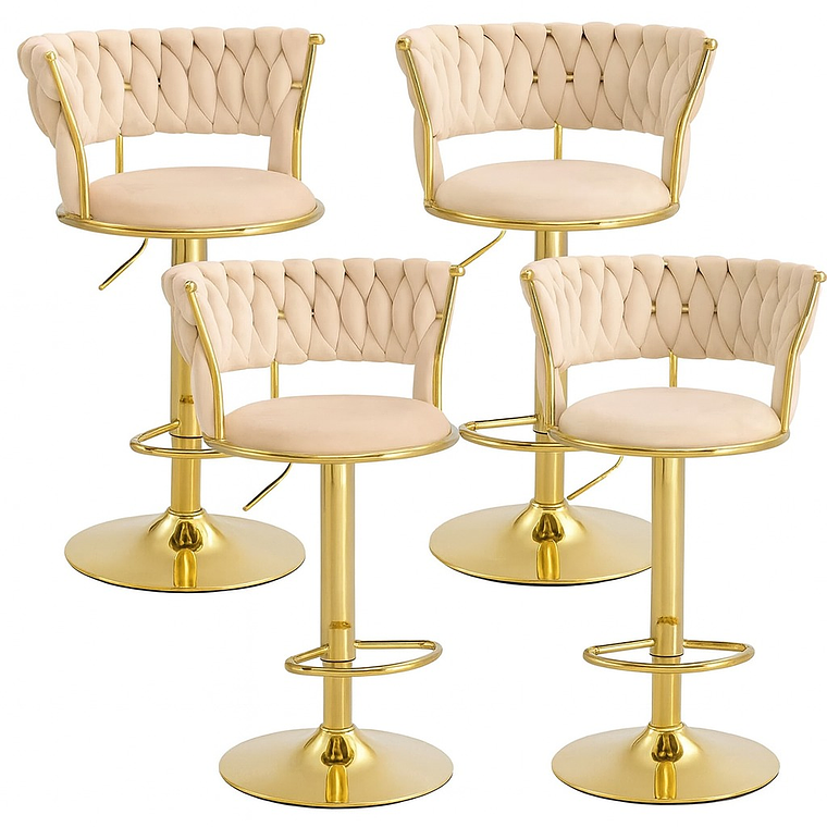 Pack 4 Taburetes Queen Velvet Gold 13