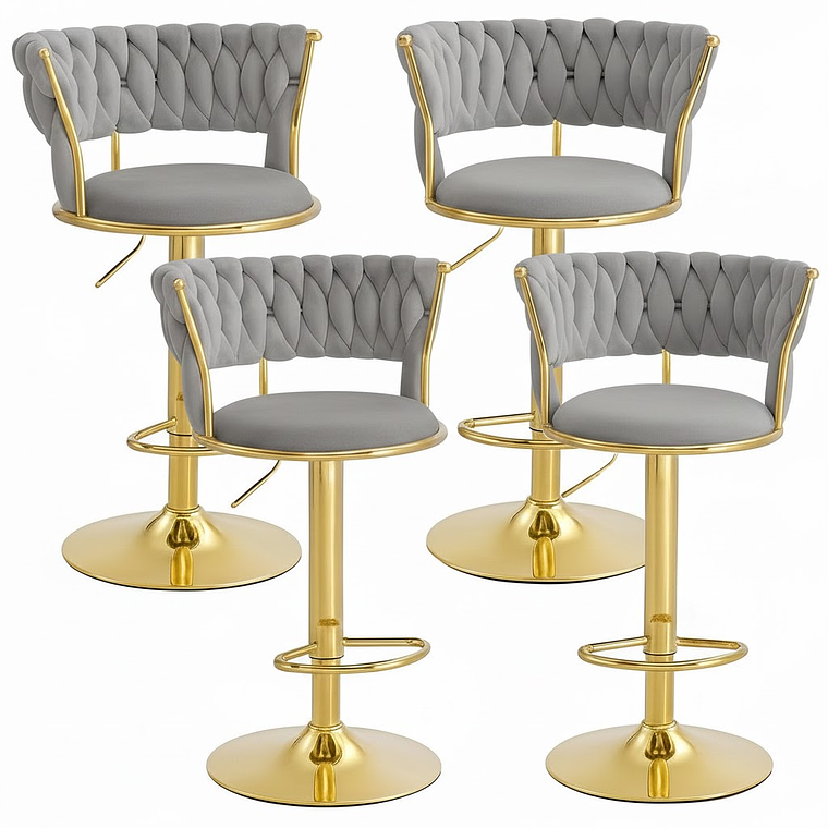 Pack 4 Taburetes Queen Velvet Gold 16