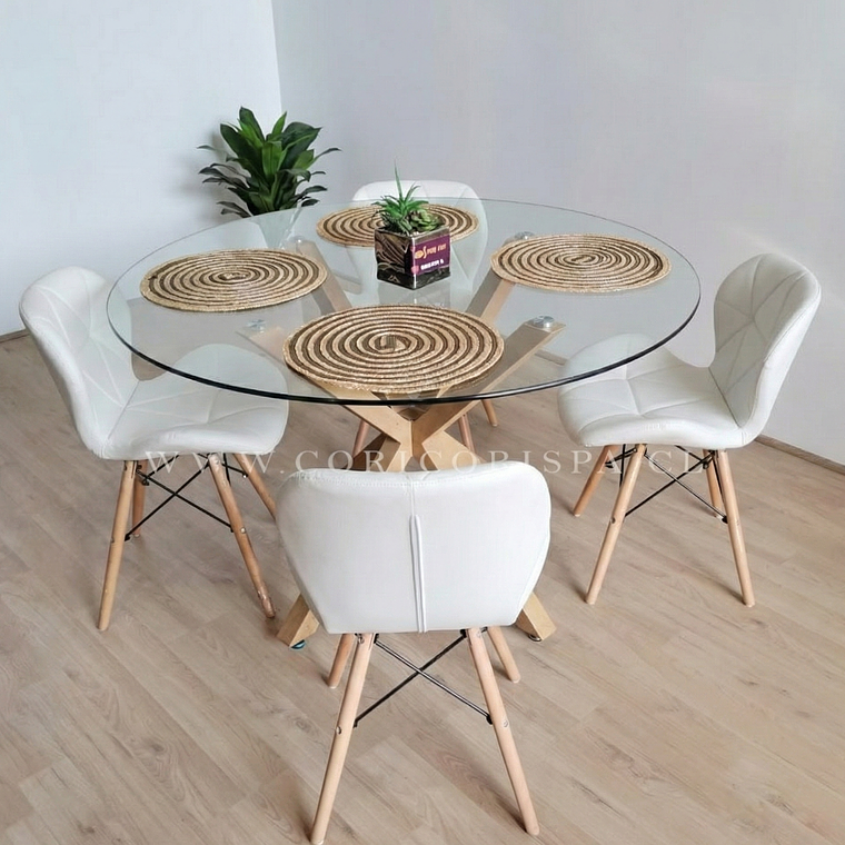 Comedor Warwick 120cms + 4 Sillas Mariposa Ecocuero 4