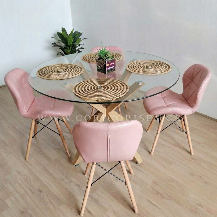 Comedor Warwick 120cms + 4 Sillas Mariposa Ecocuero 1