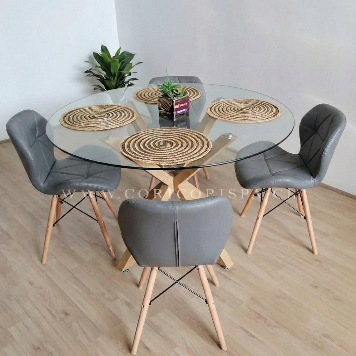 Comedor Warwick 120cms + 4 Sillas Mariposa Ecocuero 5