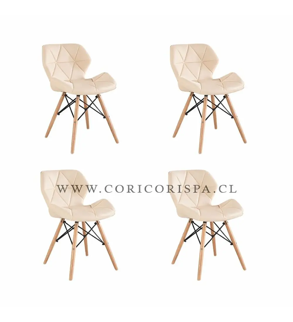 Pack 4 Sillas Eames Mariposa Ecocuero
